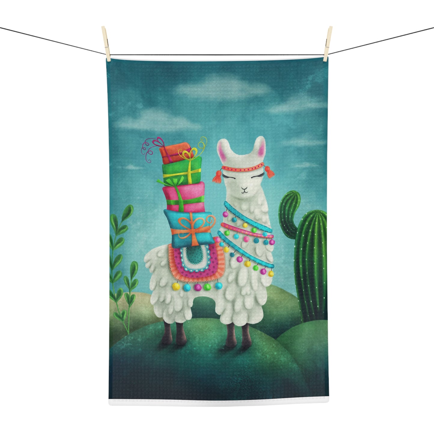 Festive Llama Microfiber Tea Towel